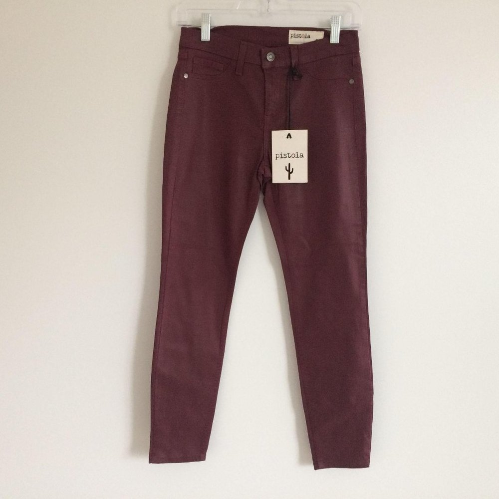 NWT Pistola Coated Skinny Jean Burgundy 26